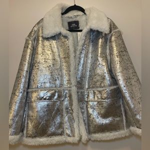 Metallic silver coat! Never worn. New with tags. Perfect condition